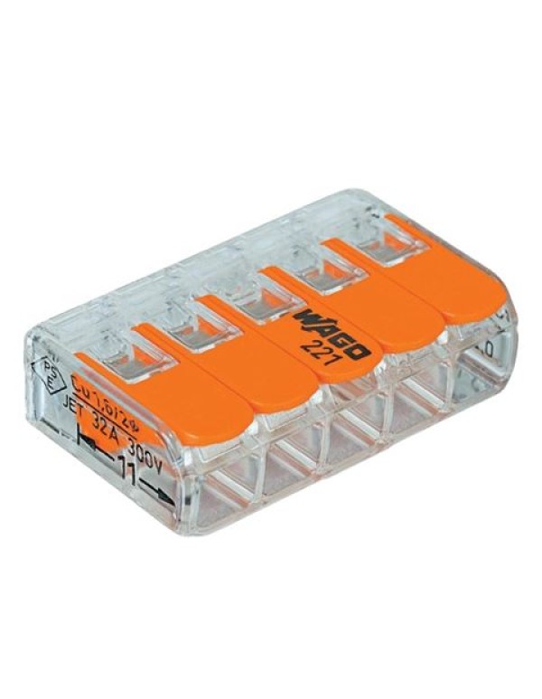 Клеммник WAGO 5 (одножильных или многожильных) х 0,08-4мм2 32A Cu [уп. 25шт]