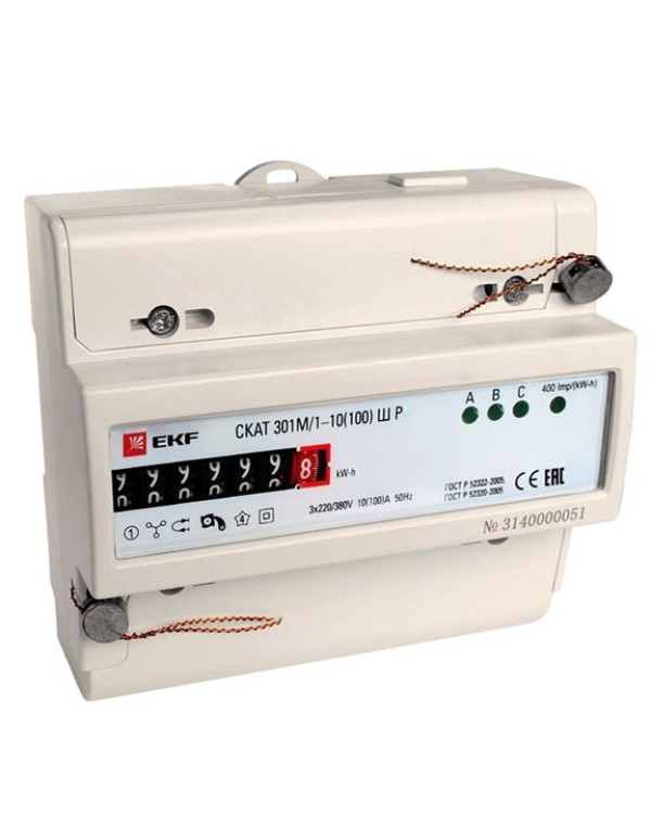 Счетчик электрической энергии СКАТ 301М/1 - 10(100) Ш Р EKF PROxima | 30104Р | EKF
