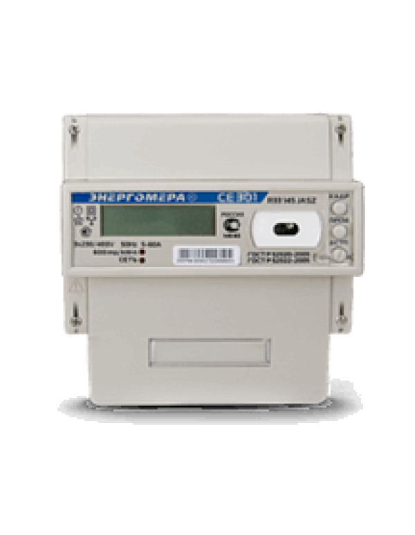 Счетчик электроэнергии трехфазный однотарифный (1 тариф) CE 301 R33 043 JAZ  5-10А 230/400В оптопорт RS485 DIN Энергомера