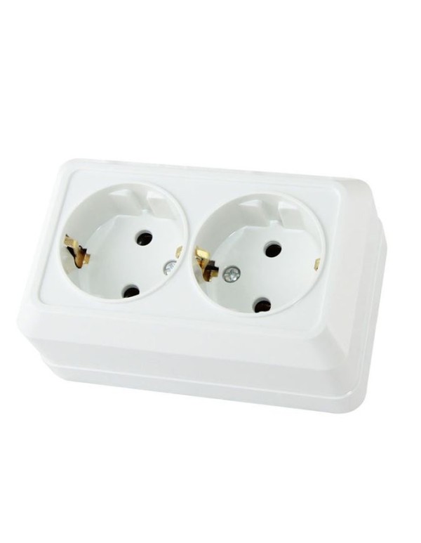 Розетка двойная 2П+3 открытой установки IP20 16А, белая  Ладога  | SQ1801-0019 | TDM