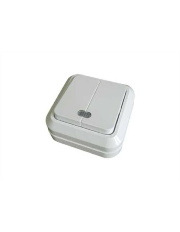 Выключатель 2-кл. открытой установки с подсветкой IP20 10А, белый  Ладога  | SQ1801-0007 | TDM