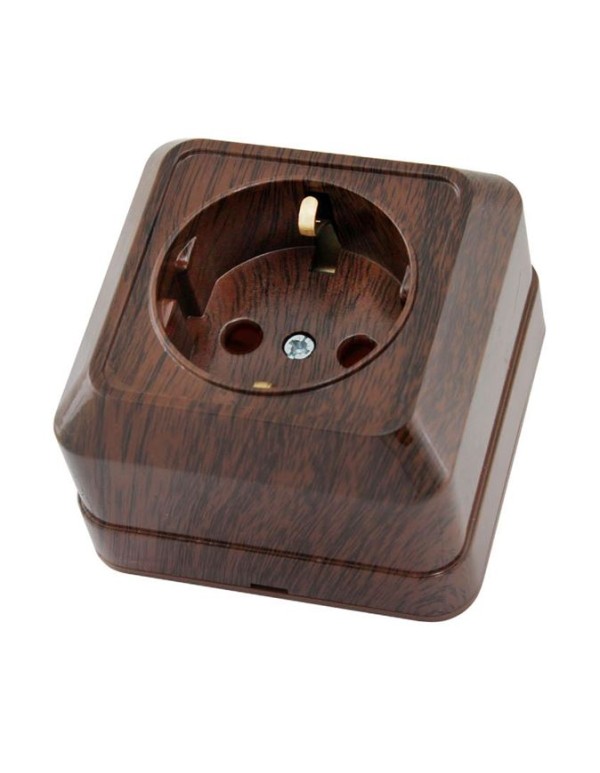 Розетка 2П+З открытой установки IP20 16А, бук  Ладога  | SQ1801-0034 | TDM