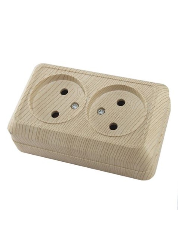 Розетка двойная 2П открытой установки IP20 10А,сосна  Ладога  | SQ1801-0051 | TDM