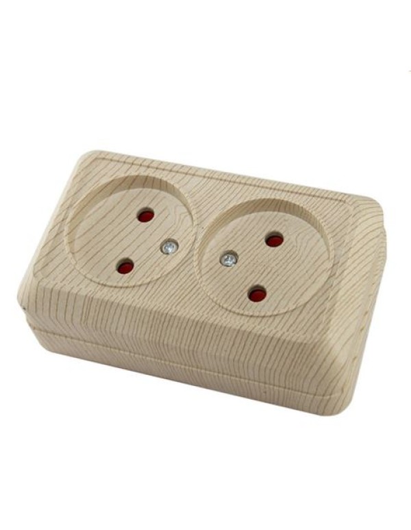 Розетка двойная 2П открытой установки с з/ш IP20 10А, сосна  Ладога  | SQ1801-0055 | TDM