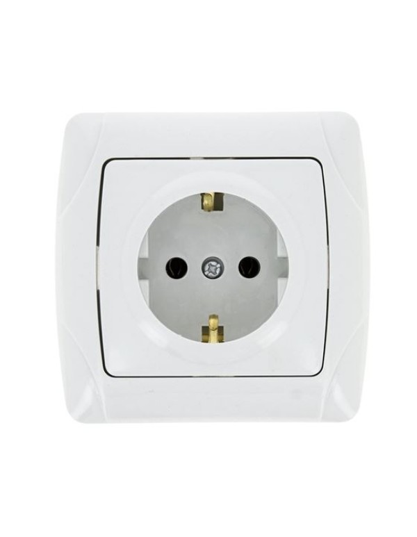 Мадрид Розетка 1-местная 16А с заземлением белая EKF | EIR16-028-10 | EKF