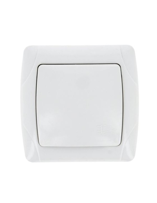 Мадрид Розетка 1-местная 16А с заземлением с крышкой белая EKF | EIR16-029-10 | EKF