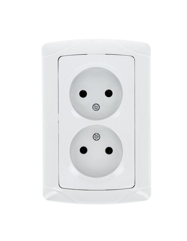 Мадрид Розетка 2-местная 10А без заземления белая EKF | EIR10-102-10 | EKF
