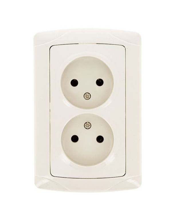 Мадрид Розетка 2-местная 10А без заземления бежевая EKF | EIR10-102-20 | EKF