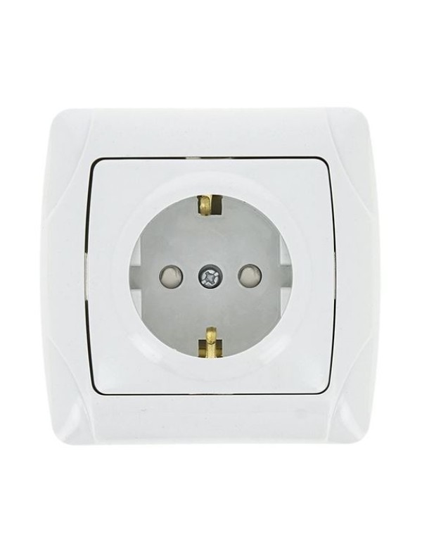 Розетка 1-мест. 16А с/з бел. с защ. штор. Мадрид EKF PROxima | EIR16-028-100 | EKF