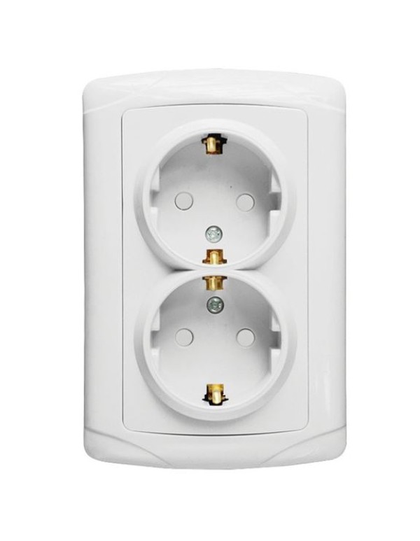 Розетка 2-мест. 16А с/з бел. с защ. штор. Мадрид EKF PROxima | EIR16-128-100 | EKF