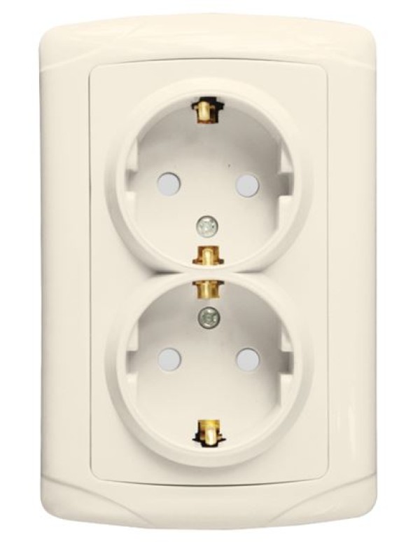 Розетка 2-мест. 16А с/з беж. с защ. штор. Мадрид EKF PROxima | EIR16-128-200 | EKF