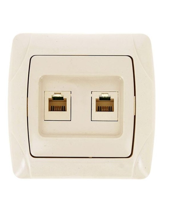 Розетка RJ-45+Phone беж. Мадрид EKF PROxima | EIK01-135-20 | EKF