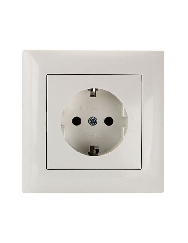 Милан Механизм розетки 1-местной с заземлением 16А белый без рамки EKF | EMR16-028-10 | EKF