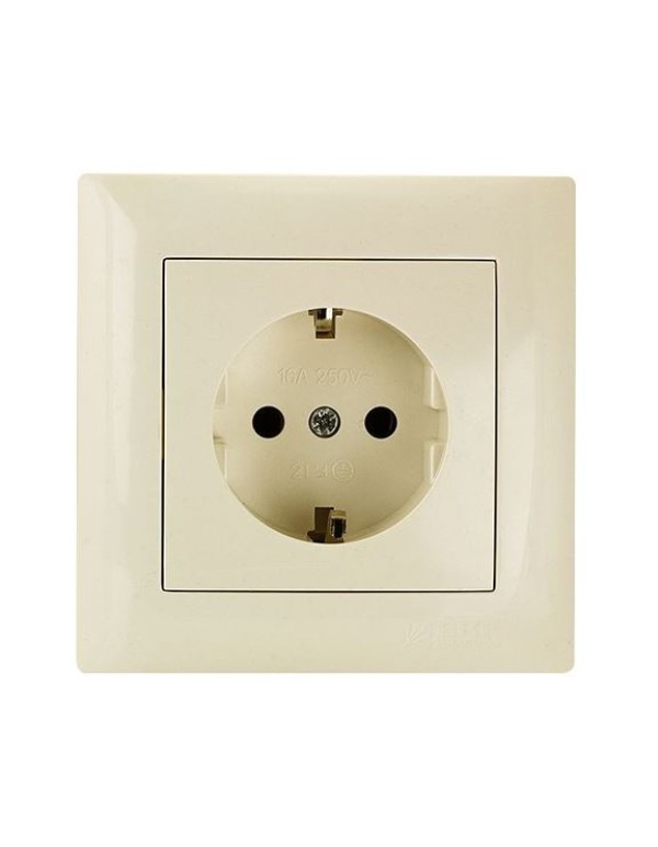 Милан Механизм розетки 1-местной с заземлением 16А бежевый без рамки EKF | EMR16-028-20 | EKF