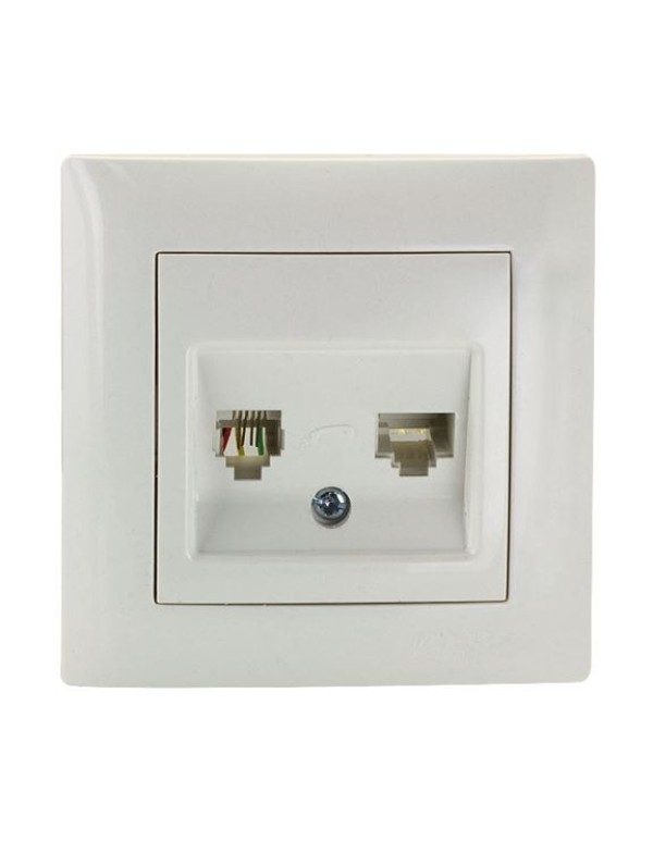 Милан Механизм розетки RJ-45+Phone белый без рамки EKF PROxima | EMK00-135-10 | EKF