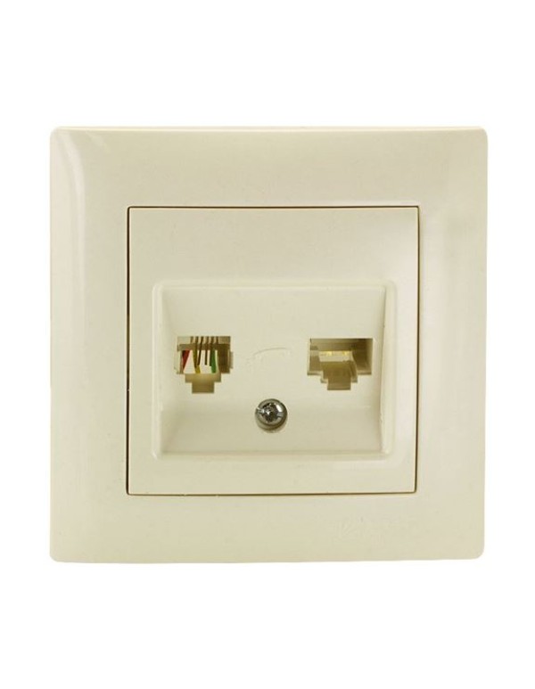 Милан Механизм розетки RJ-45+Phone бежевый без рамки EKF PROxima | EMK00-135-20 | EKF