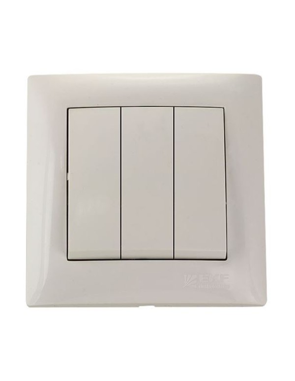 Милан Механизм выключателя 3-клавишный 10А белый без рамки EKF | EMV10-024-10 | EKF