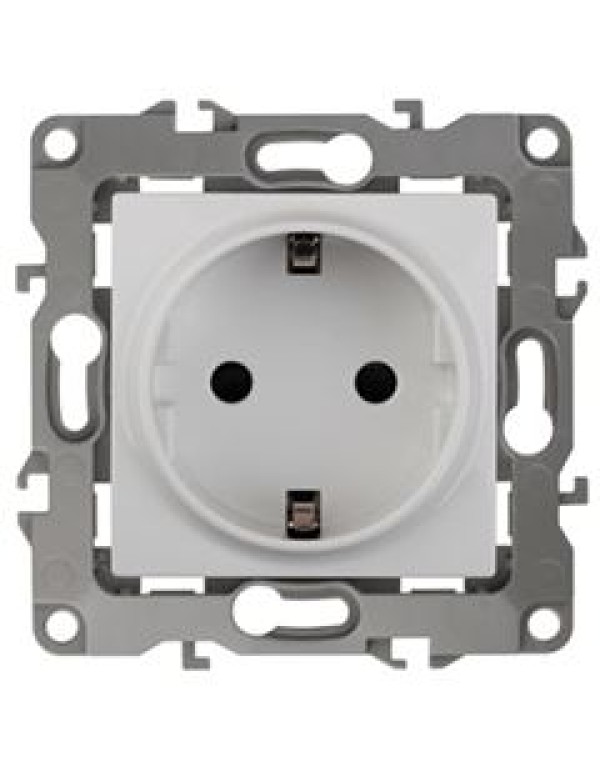 Розетка 12-2001-01 2P+E Schuko, 16АХ-250В, без м.лапок, белый (10/100/2400) |Б0014681 | ЭРА