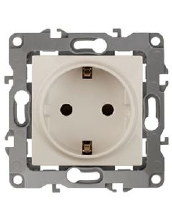 Розетка 12-2001-02 2P+E Schuko, 16АХ-250В, без м.лапок, слоновая кость (10/100/2400) |Б0014682 | ЭРА