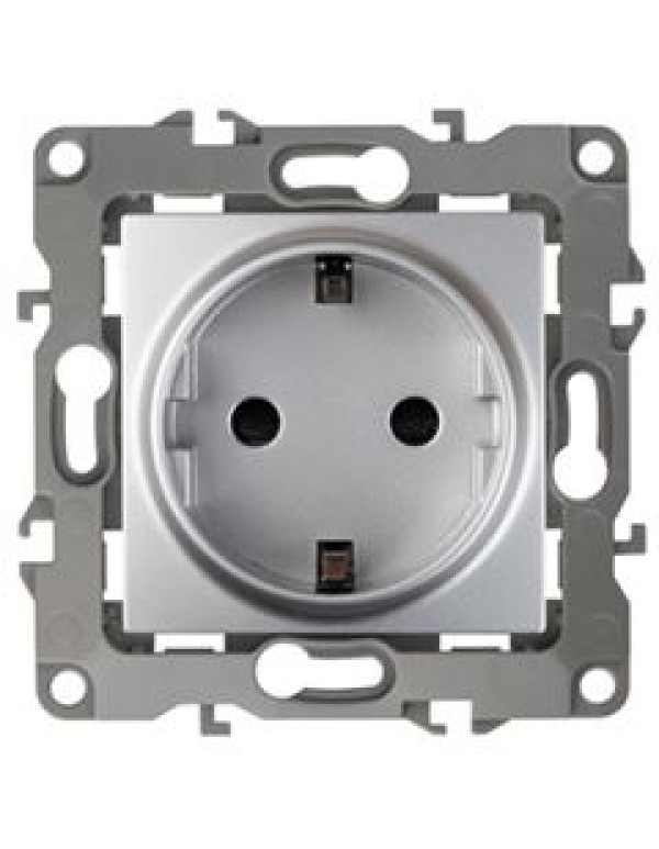 Розетка 12-2001-03 2P+E Schuko, 16АХ-250В, без м.лапок, алюминий (10/100/2800) |Б0014683 | ЭРА