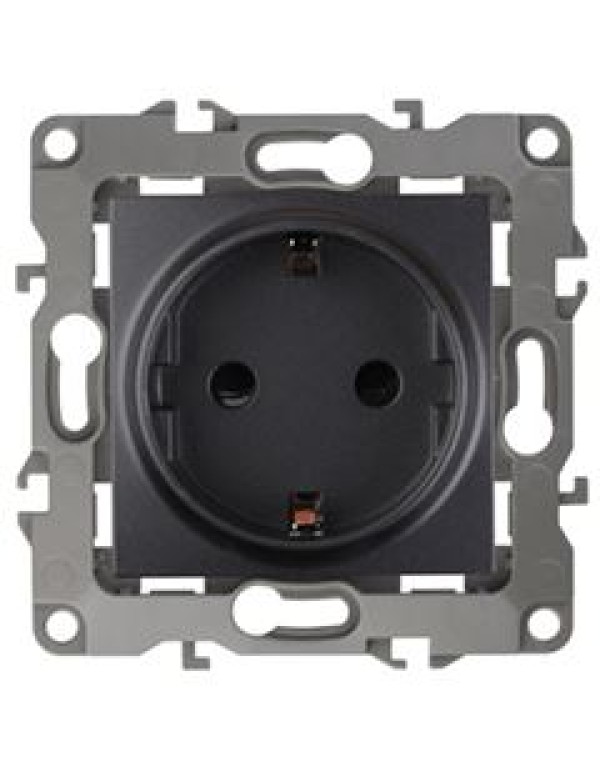 Розетка 12-2001-05 2P+E Schuko, 16АХ-250В, без м.лапок, антрацит (10/100/2400) |Б0014685 | ЭРА