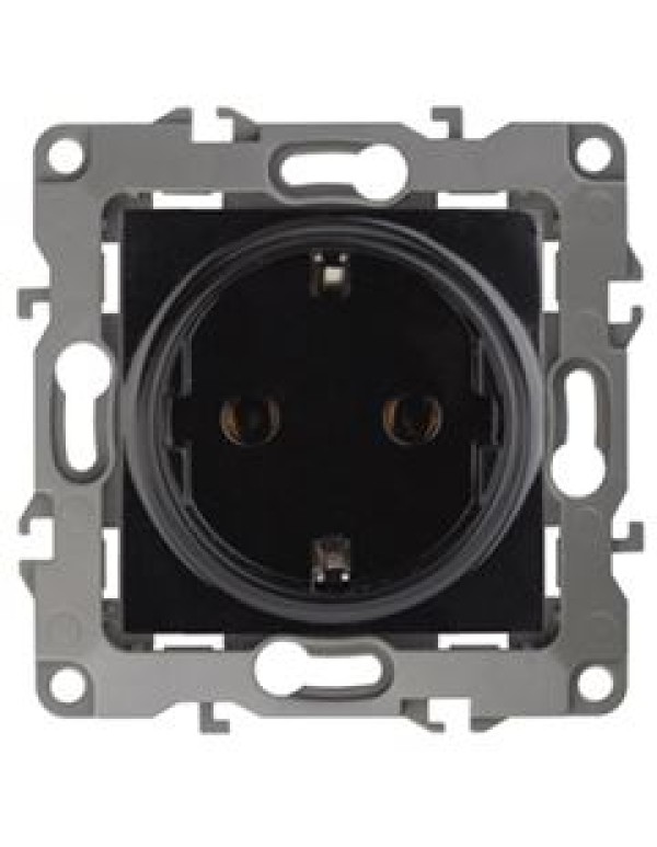 Розетка 12-2001-06 2P+E Schuko, 16АХ-250В, без м.лапок, чёрный (10/100/2500) |Б0014686 | ЭРА