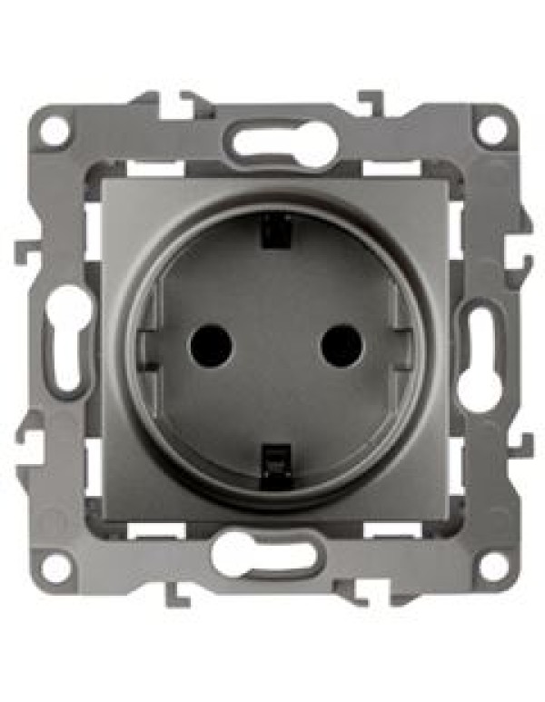 Розетка 12-2001-12 2P+E Schuko, 16АХ-250В, без м.лапок, графит (10/100/2500) |Б0019307 | ЭРА