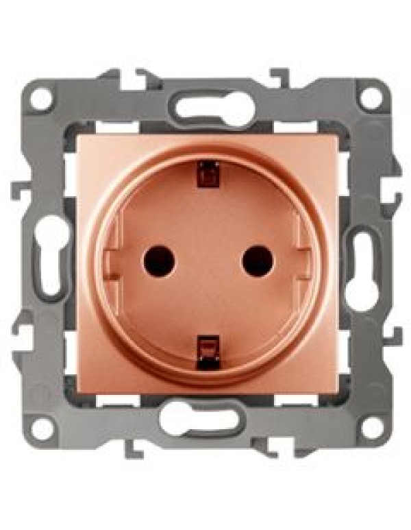 Розетка 12-2001-14 2P+E Schuko, 16АХ-250В, без м.лапок, медь (10/100/2500) |Б0019309 | ЭРА