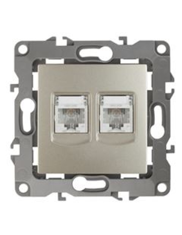 Розетка телефонная двойная 12-3106-04 2XRJ11, шампань (10/100) |Б0014720 | ЭРА