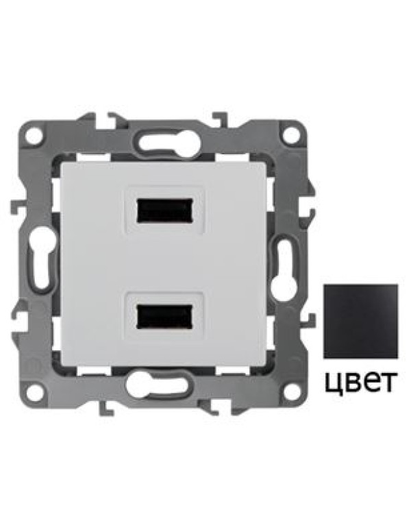 Устройство зарядное USB 12-4110-05 , 5В-2100мА, антрацит (6/60/1920) |Б0027495 | ЭРА