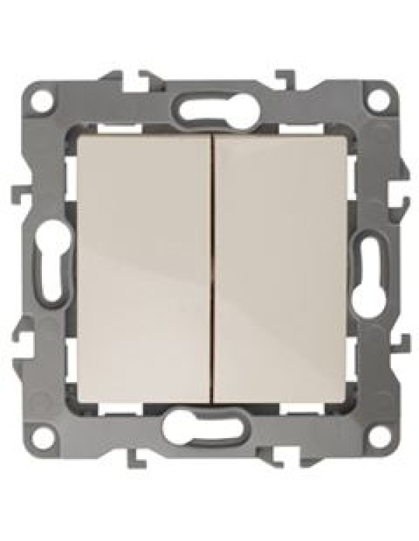 Выключатель двойной 12-1004-02 10АХ-250В, без м.лапок, слоновая кость (10/100/2500) |Б0014652 | ЭРА