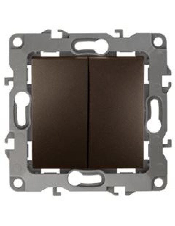 Выключатель двойной 12-1004-13 10АХ-250В, без м.лапок, бронза (10/100/2500) |Б0019312 | ЭРА