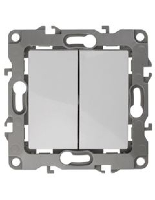 Выключатель двойной 12-1104-01 10АХ-250В, белый (10/100/2500) |Б0014645 | ЭРА