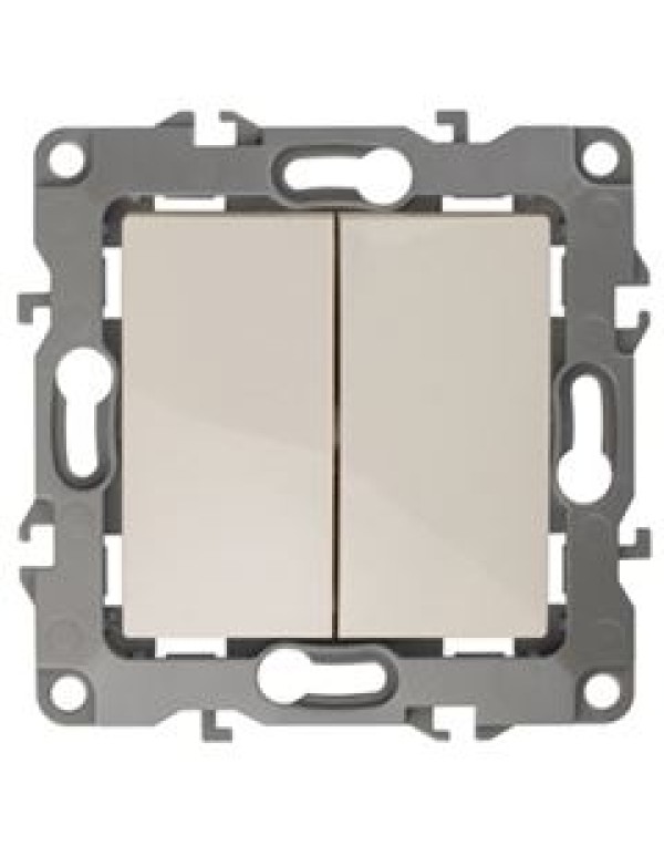 Выключатель двойной 12-1104-02 10АХ-250В, слоновая кость (10/100/3200) |Б0014646 | ЭРА