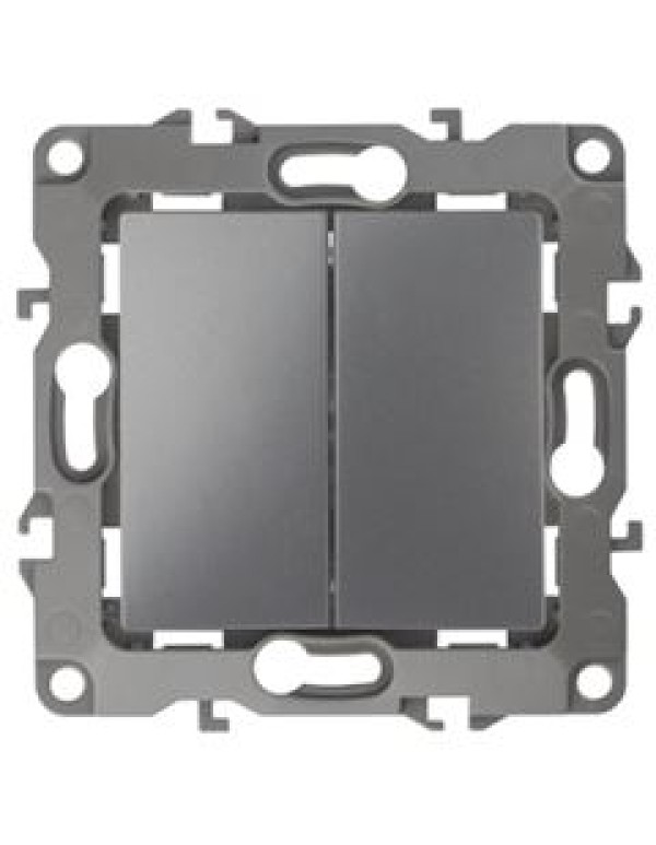 Выключатель двойной 12-1104-12 10АХ-250В, графит (10/100/2500) |Б0019287 | ЭРА