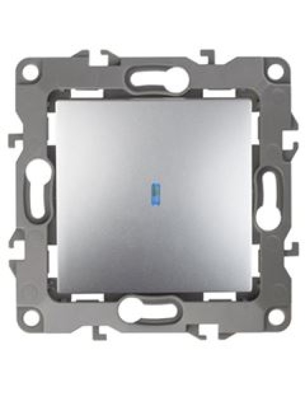 Выключатель с подсветкой 12-1102-03 10АХ-250В, алюминий (10/100/3200) |Б0014635 | ЭРА