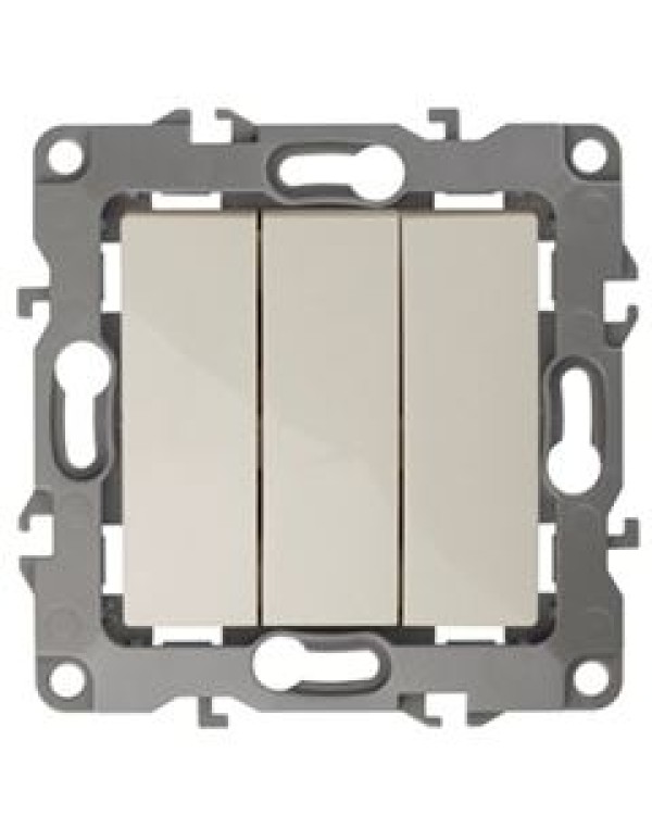 Выключатель тройной 12-1107-02 10АХ-250В, слоновая кость (10/100/2500) |Б0014670 | ЭРА