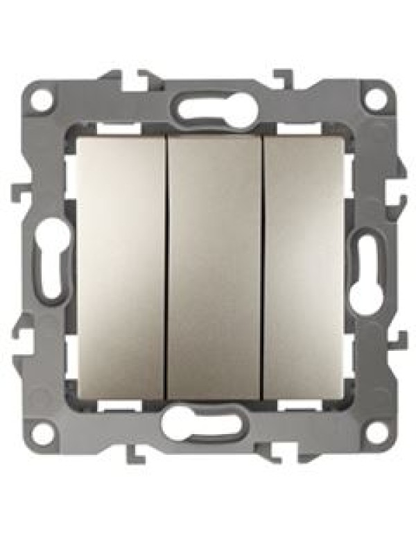 Выключатель тройной 12-1107-04 10АХ-250В, шампань (10/100/2500) |Б0014672 | ЭРА