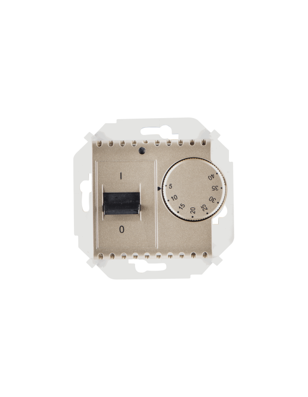 Регулятор для тёплого пола, с зондом, 16А, 230В, 3600Вт, 5-40град, IP20, шампань Simon 15 | 1591775-034 | Simon