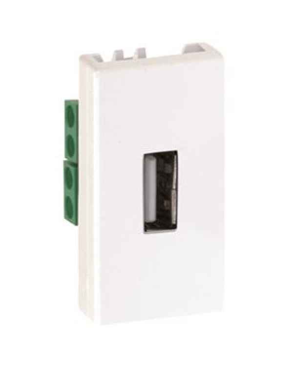 Розетка для подключения USB-разъёма 2.0, тип  А (4*12мм), винтовое соединение, узкий модуль, S27, белый | 2701090-030 | Simon