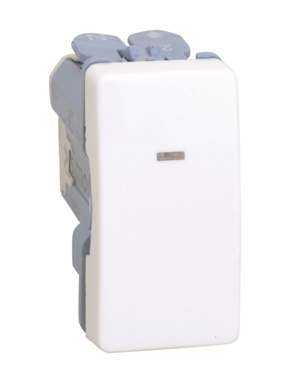 Выключатель одноклавишный проходной с 3-х мест с подсветкой, 10А 250В, узкий модуль, S27, слоновая кость | 27254-61 | Simon