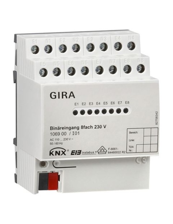 Бинарный вход, 8-канальный, 230 В Gira KNX/EIB REG plus-типа