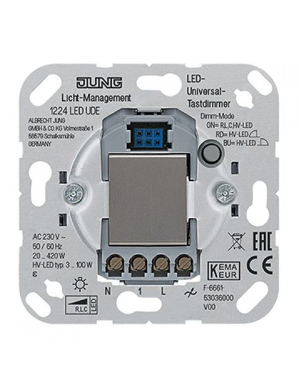 Диммер клавишный светодиодный 20-420Вт общая, 3-100Вт(светодиоды) Jung механизм