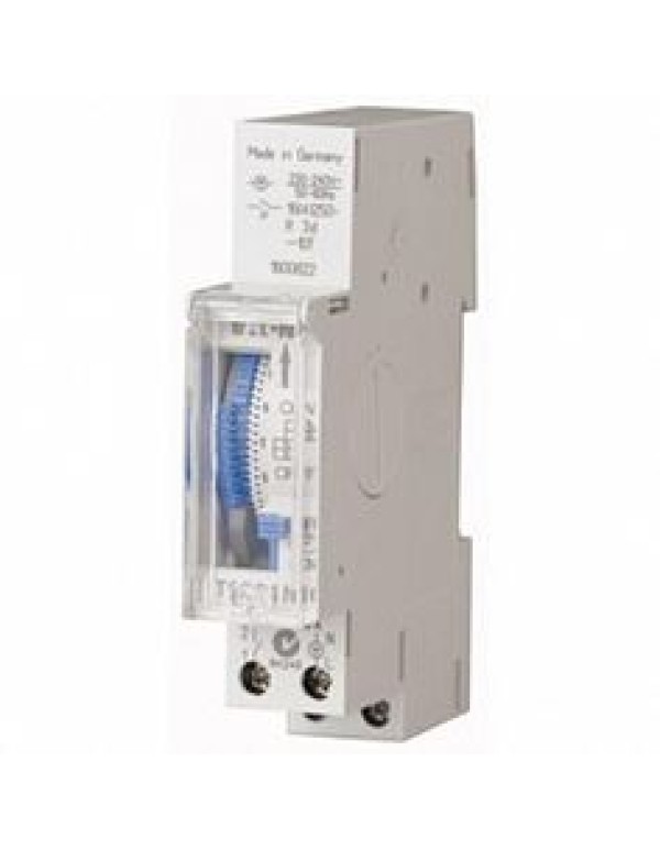 Аналоговый таймер, кварц, шаг 15 мин, 1 перекл. контакт, дневная программа, рез. 200ч