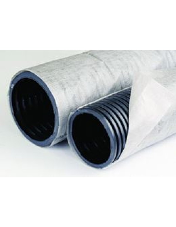 Труба гибкая двустенная дренажная д.160мм с геофильтром, класс SN8, перфорация 360 град., цвет черны