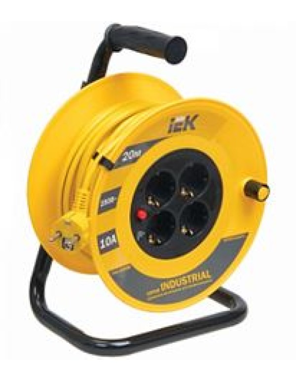 Удлинитель на катушке IEK 4 места пластик (WKP14-10-04-20)