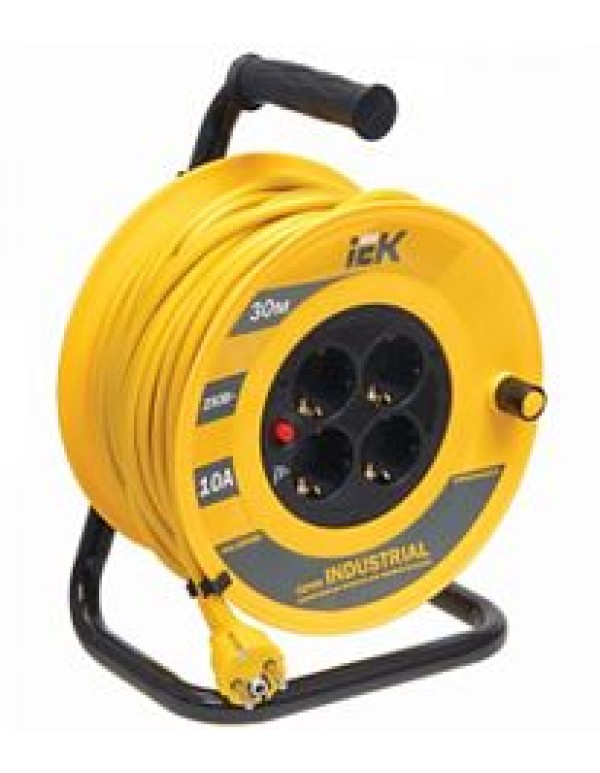 Удлинитель на катушке IEK 4 места пластик (WKP14-10-04-30)