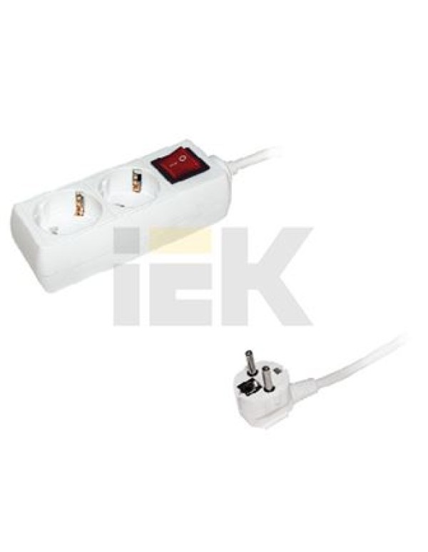 Удлинитель У02К-выкл. 2 места 2Р+РЕ/2 метра 3х1мм2 16А/250В | WYP10-16-02-02-ZK-N | IEK