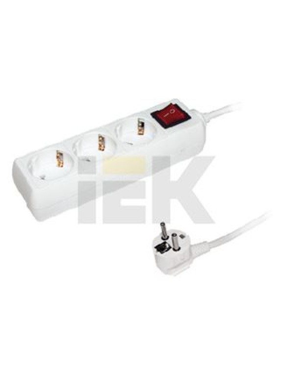 Удлинитель У03К-выкл. 3 места 2Р+PЕ/3метра 3х1мм2 16А/250В | WYP10-16-03-03-ZK-N | IEK