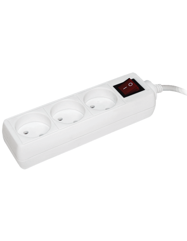 Удлинитель У3К-выкл. 3 места 2Р/3метра 2х0.75мм2 10А/250 | WYP10-06-03-03-K-N | IEK